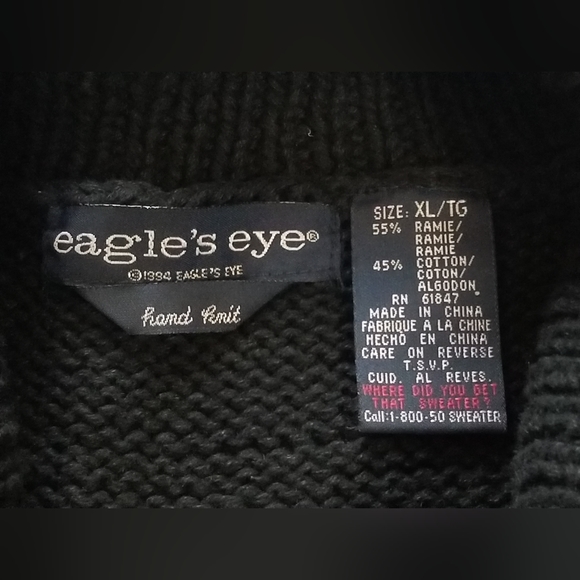 1994 Eagle's Eye Hand Knit Christmas Cardigan Office Sweater XL Teddy Bear Angel - Picture 3 of 13